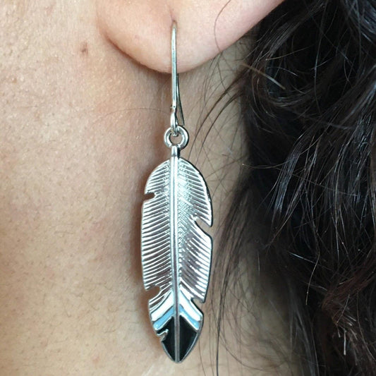 black feather earrings